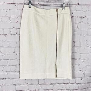 Banana Republic Cream Pencil Skirt with‎ Zip Detail Size 2 Wool Blend Lined